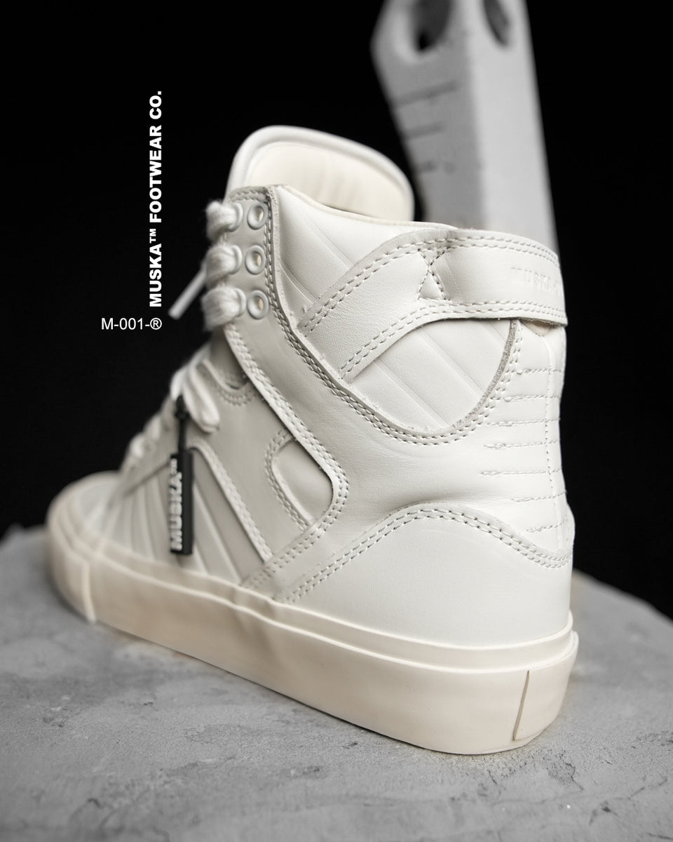 MUSKA™ FOOTWEAR CO - 001 - NAPPA WHITE - DAMAGED BOX* – MUSKA SKATEBOARDS